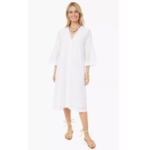 Tuckernuck NWT Provincial Eyelet Cote D'azur Caftan White Dress, Women's Small